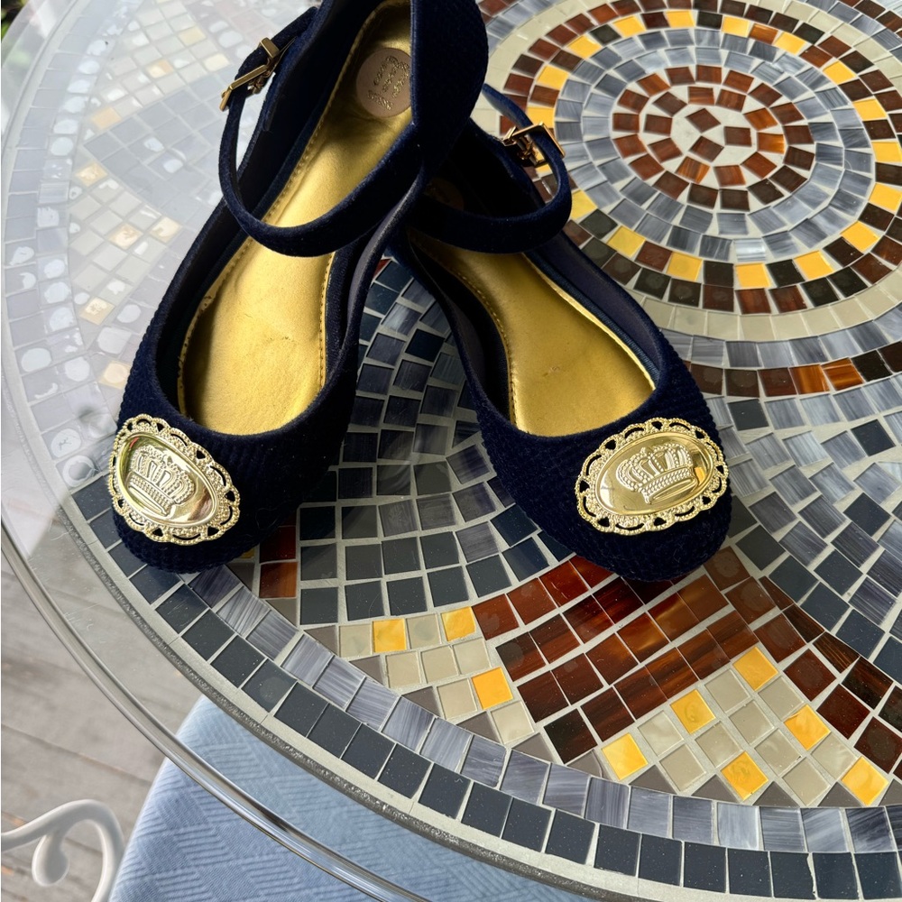 Melissa Elegant Navy Blue Women's Flats with Gold Accent